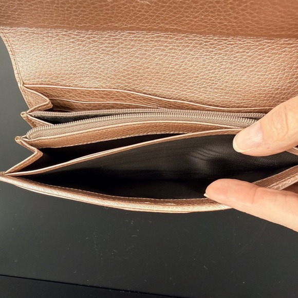 Gucci Ladies Bar Continental Wallet GG Supreme Rose Gold Leather WOC Chain Box - Picture 13 of 16